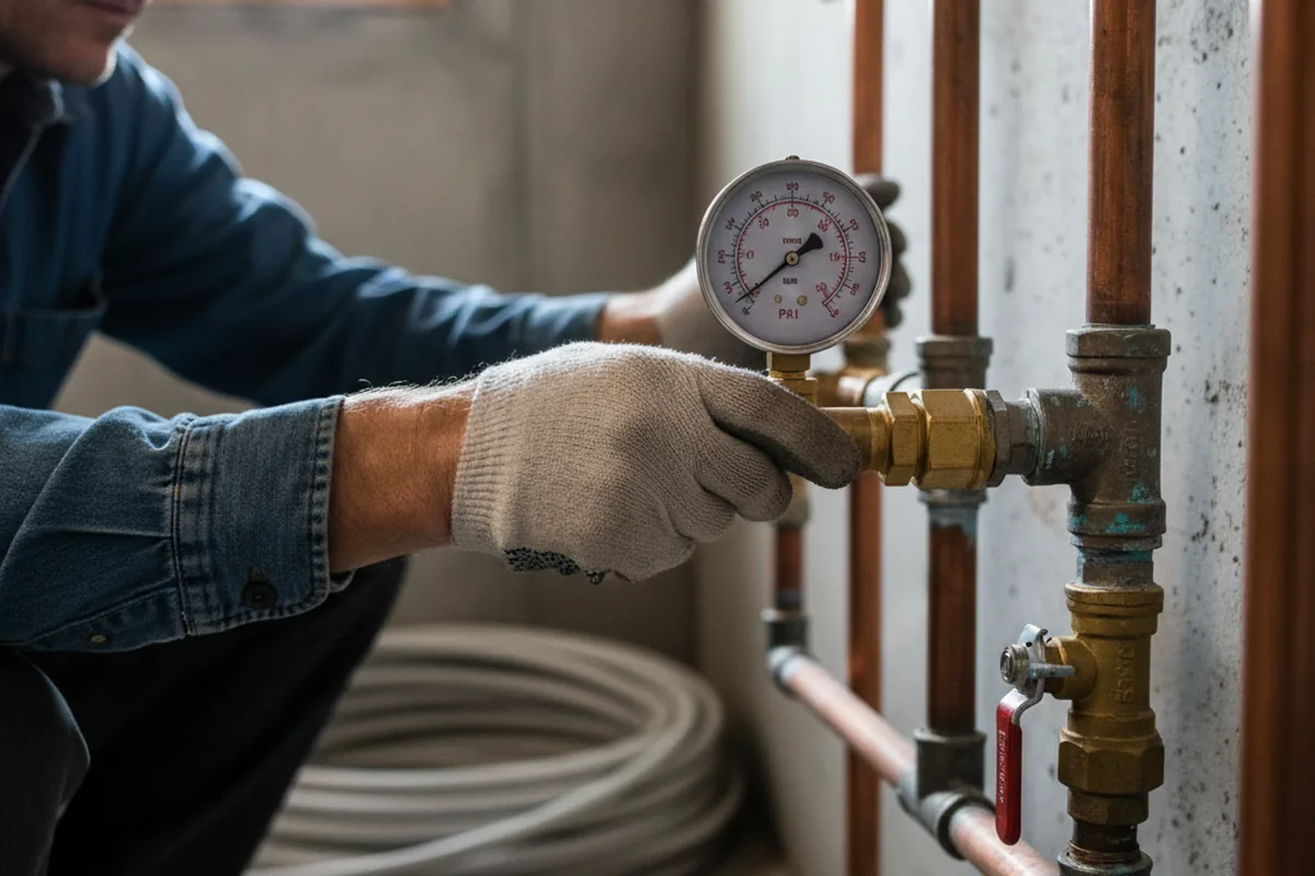 Pressure testing a repaired line during Water Line Repair in Pearl River